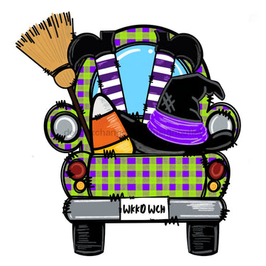 Halloween Sign, Witch Truck Sign, Halloween Truck, wood sign, DECOE-W-023 - DecoExchange®